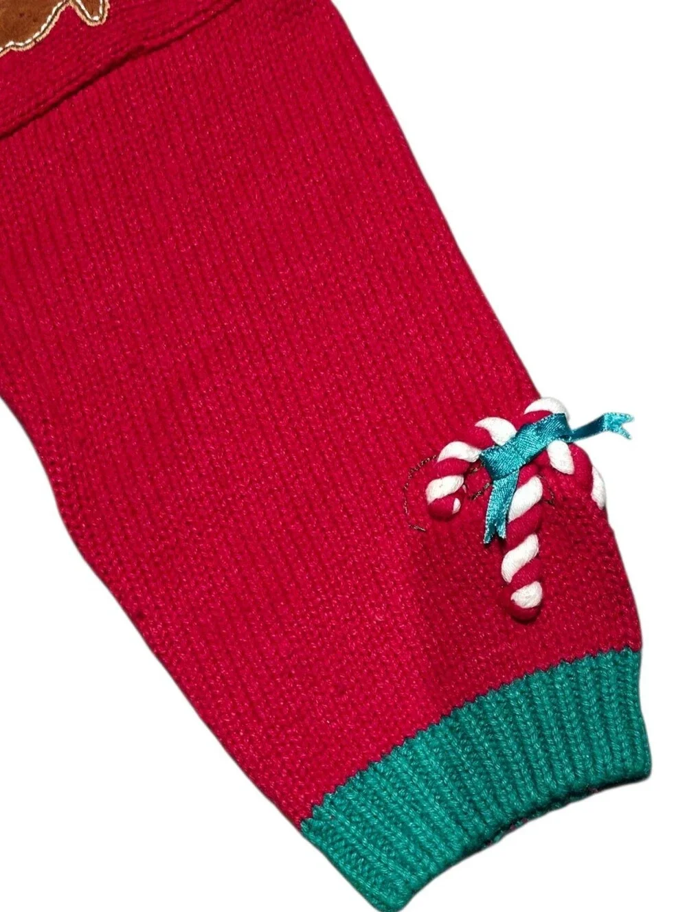 Vintage Organically Grown Kids Ugly Christmas Sweater Cardigan 3T Gingerbread Ho